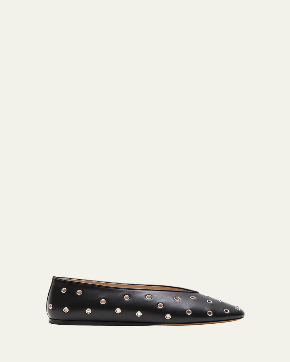 Regency Grommet Studded Leather Ballerina Slippers